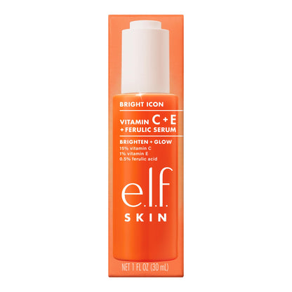 e.l.f. SKIN Bright Icon Vitamin C + E + Ferulic Serum, Brightening & Soothing Face Serum, Helps Even Skin Tone