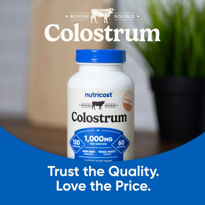 Nutricost Colostrum 1000mg, 120 Capsules - Gluten Free & GMO Free, 60 Servings
