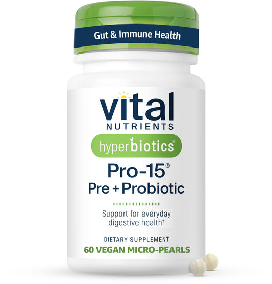 Hyperbiotics Vital Nutrients Pro-15 Prebiotics and Probiotics for Women and Men | 15 Science Backed Strains | Supports Occasional Constipation
