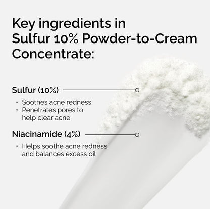 The Ordinary Sulfur 10% Powder-to-Cream Acne Spot Treatment Concentrate, Reduces Pimple Size and Zit Redness, 0.18 Oz