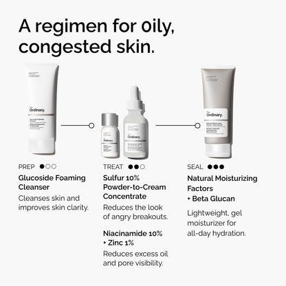 The Ordinary Sulfur 10% Powder-to-Cream Acne Spot Treatment Concentrate, Reduces Pimple Size and Zit Redness, 0.18 Oz