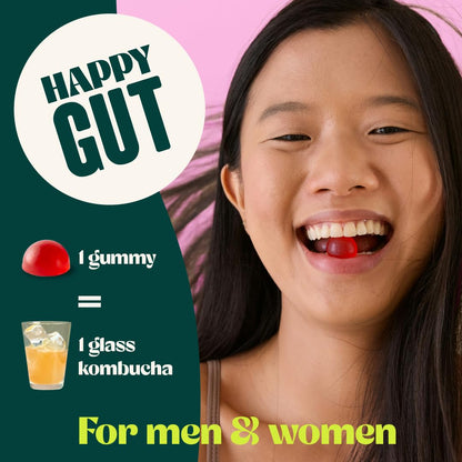 BoochBod - Probiotic Kombucha Gummy - Prebiotics, Probiotics, Postbiotics, Fiber Supplement, Slippery Elm, Dandelion Root