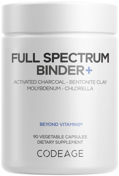 Codeage Binder + Systemic Binder Supplement - Activated Charcoal Pills, Bentonite Clay Mineral Powder, Fulvic & Humic Acids, Molybdenum, Carbon Forms - 90 Capsules CodeageBuy Supplements Australia