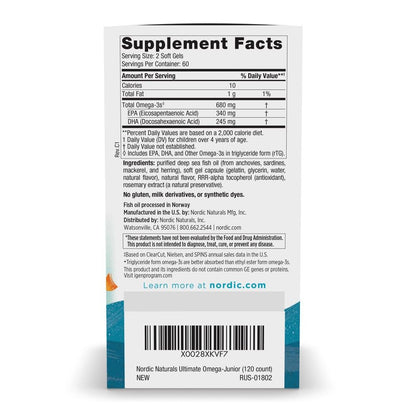 Nordic Naturals Ultimate Omega Jr., Strawberry - 120 Mini Soft Gels - 680 Total Omega-3s with EPA & DHA - Brain Health, Mood, Learning - Non-GMO - 60 Servings Nordic NaturalsBuy Supplements Australia