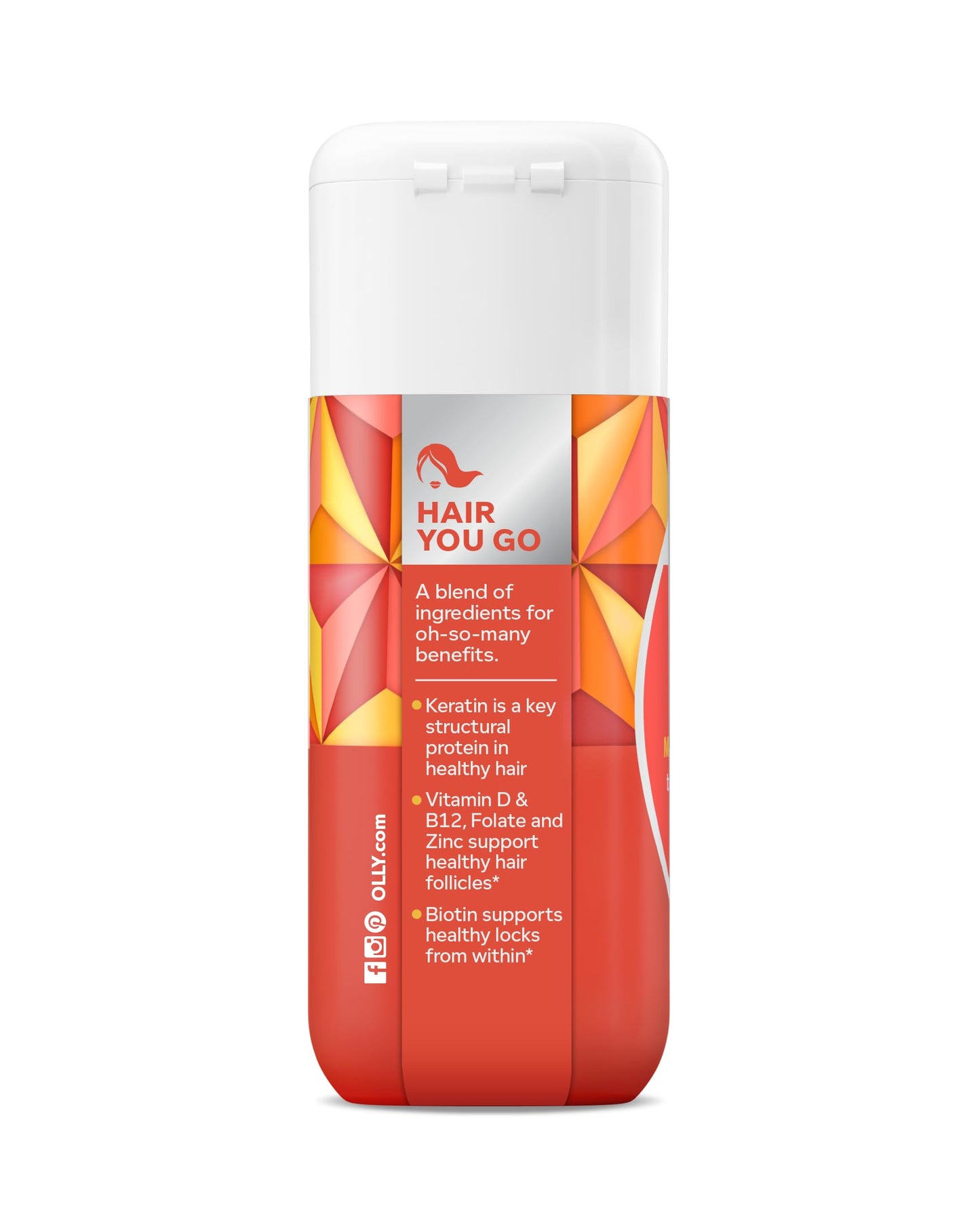 OLLY Ultra Strength Hair Softgels, Supports Hair Health, Biotin, Keratin, Vitamin D, B12, Hair Supplement, 30 Day Supply