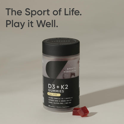 Sports Research® Vegan Vitamin D3 + K2 Sugar-Free Gummies - 125mcg (5000iu) Vitamin D w/ 100mcg Mk7 Vitamin K - Supports Bone & Immune Health* - Vegan Certified · Non-GMO · Soy Free - 60 Count Sports Research buy supplements Au