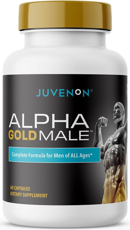 Juvenon Alpha Gold Male Testosterone Booster for Men - T-Support & Male Vitality with KSM-66 Ashwagandha + Fenugreek + Boron Citrate + Saw Palmetto, Non-GMO Vegetarian Capsules JuvenonBuy Supplements Australia