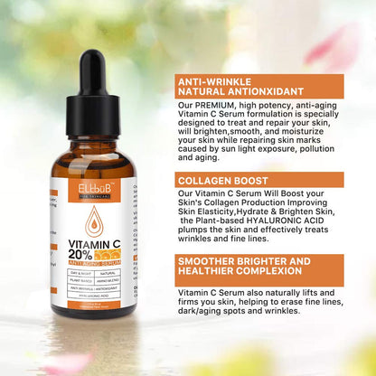 Premium 20% 𝐯𝐢𝐭𝐚𝐦𝐢𝐧 𝐜 𝐬𝐞𝐫𝐮𝐦 - (2PACK) with Hyaluronic Acid, Retinol & Amino Acids - Boost Skin Collagen,Hydrate & Plump Skin, Anti Aging & Wrinkle Facial Serum