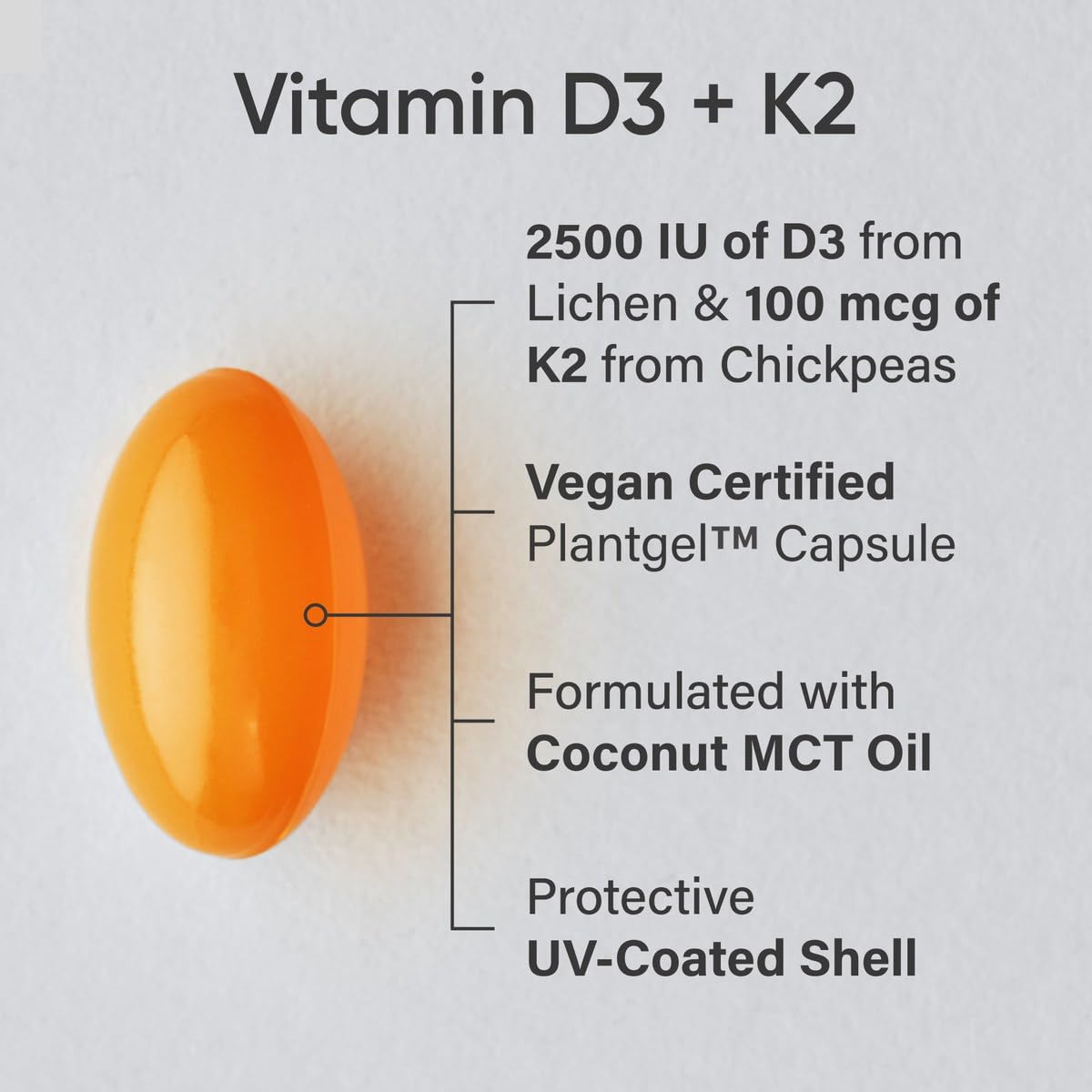Sports Research® Vitamin D3 + K2 w/Coconut Oil - Vegan Vitamin D 2500iu (62.5mcg) & Mk7 Vitamin K 100mcg for Bone & Immune Support - Vegan Certified · Non-GMO · Soy Free - 60 Softgels Sports Research buy supplements Au