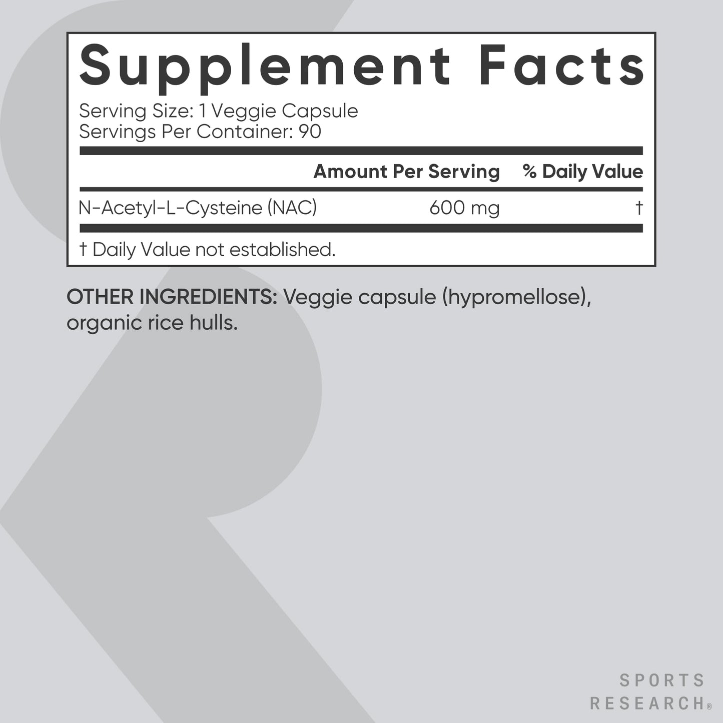 Sports Research Vegan NAC Supplement (N-Acetyl Cysteine) 600 mg - Supports Antioxidant Activity - NAC 600 mg - Non-GMO - 90 Capsules for Adults Daily Use Sports Research buy supplements Au
