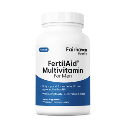Fairhaven Health FertilAid for Men | Male Fertility Supplement for Count and Motility | Pre-Conception Support with L-Carnitine, CoQ10, Maca and Zinc | 90 Capsules | 3 Month Supply Fairhaven HealthBuy Supplements Australia