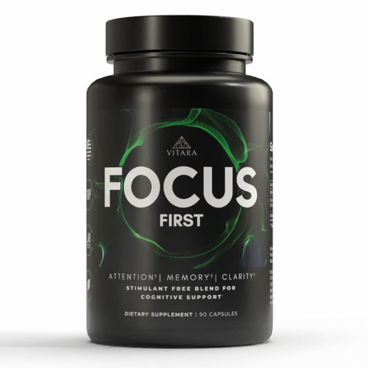VITARA Focus First– Calm, Clear, Mental Focus Nootropic | Brain Support with Alpha GPC, Lion's Mane, GABA & Ginkgo Biloba VITARABuy Supplements Australia