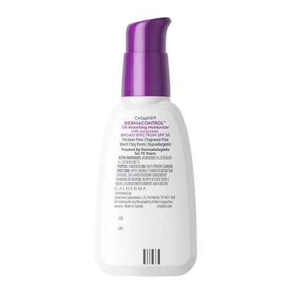 Cetaphil DermaControl Oil Absorbing Moisturizer with SPF 30, For Sensitive, Oily Skin, 4 Fl oz, Absorbs Oil