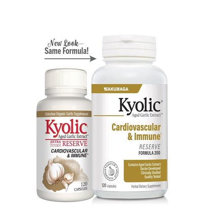 Kyolic Aged Garlic Extract Formula 200, Cardiovascular & Immune*, Reserve, 120 Capsules