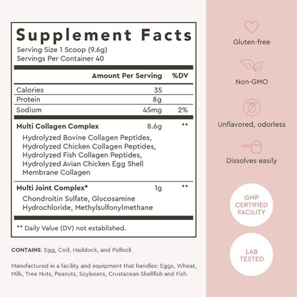 Alaya Multi Collagen Powder - Type I, II, III, V, X Hydrolyzed Collagen Peptides Protein Powder Supplement with MSM
