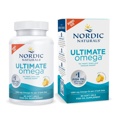 Nordic Naturals Ultimate Omega, Lemon Flavor - 90 Soft Gels - 1280 mg Omega-3 - High-Potency Omega-3 Fish Oil Supplement with EPA & DHA