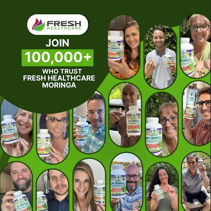 FRESH HEALTHCARE Moringa Capsules – 100% Pure Leaf Powder - 180 Pills, Non-GMO - 3 Month Supply - Complete Green Superfood for Energy