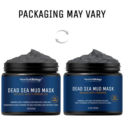 New York Biology Dead Sea Mud Mask for Face and Body | with Turmeric Oil | Spa Quality Pore Refiner for Oily Skin | Natural Skincare for Women & Men