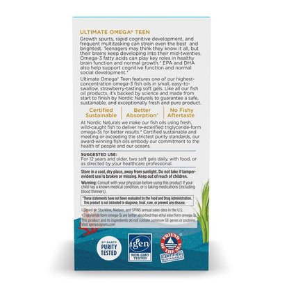 Nordic Naturals Ultimate Omega 2X Teen, Strawberry - 60 Mini Soft Gels - 1120 mg Total Omega-3s with EPA & DHA - Brain Health, Positive Mood, Social Development, Learning - Non-GMO - 30 Servings Nordic NaturalsBuy Supplements Australia