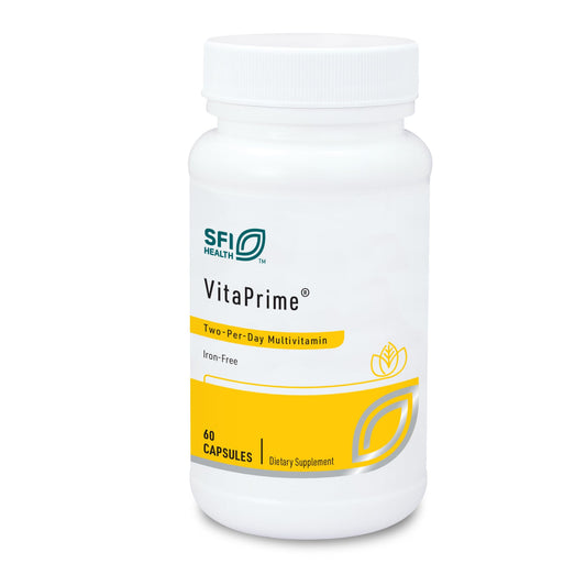 Klaire Labs SFI Health VitaPrime - Iron Free Multivitamin for Women & Men - Promote Immune Function & Support Nutritional Gaps - Two-Per-Day Multivitamin with Methyl Folate & B12 (60 Capsules) SFI HealthBuy Supplements Australia