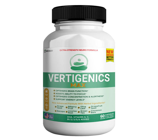 Vertigenics Max – Brain & Focus Support Supplement – Extra Strength Neuro Formula with Vitamins, Minerals & Herbal Blend – Supports Clarity, Alertness & Energy – 60 Capsules (1) VertigenicsBuy Supplements Australia