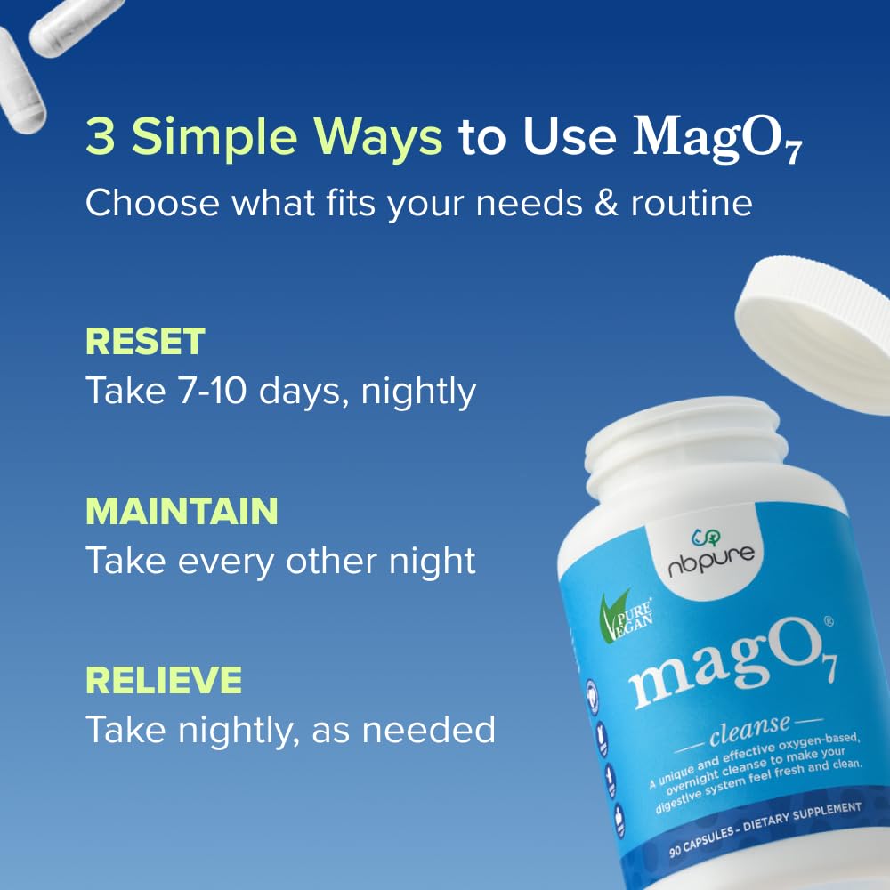 nbpure MagO7 - Natural Colon Cleanse & Detox Powder - Occasional Constipation Relief, Stool Softener, & Bloating Support for Men & Women - Ozonated Magnesium Oxide, 150 Gram nbpure buy supplements Au