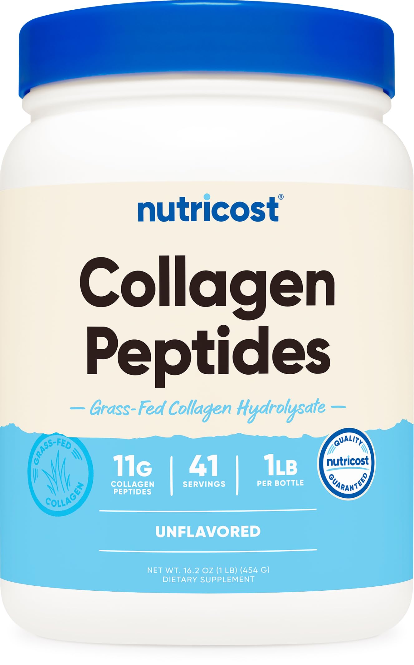Nutricost Collagen Peptides Powder 1LB (454 G) - Grass Fed Bovine Collagen Hydrolysate (Unflavored) Nutricost buy supplements Au