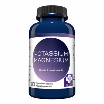 MD. Life Potassium Magnesium Supplement - 90 Capsules - Magnesium Potassium Supplement - High Absorption Complex