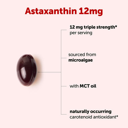 Micro Ingredients Astaxanthin 12mg with MCT Oil, 120 Softgels, 4 Month Supply | Premium Astaxanthin Antioxidant Supplements* | Fresh Microalgae Source
