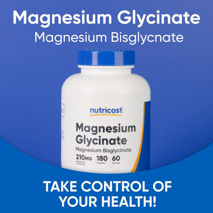 Nutricost Magnesium Glycinate Capsules (180 Capsules, 210 mg Per Serving) - Magnesium Glycinate Supplement for Gentle Absorption NutricostBuy Supplements Australia