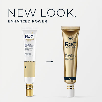 RoC Retinol Correxion Night Cream for Deep Wrinkles, Anti Aging Skincare Treatment Women and Men, 1.0 oz