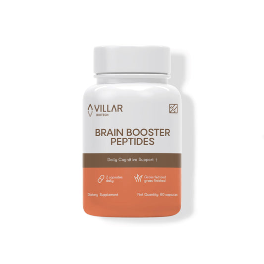 Villar Biotech Brain Booster Peptides supplement bottle on a white background