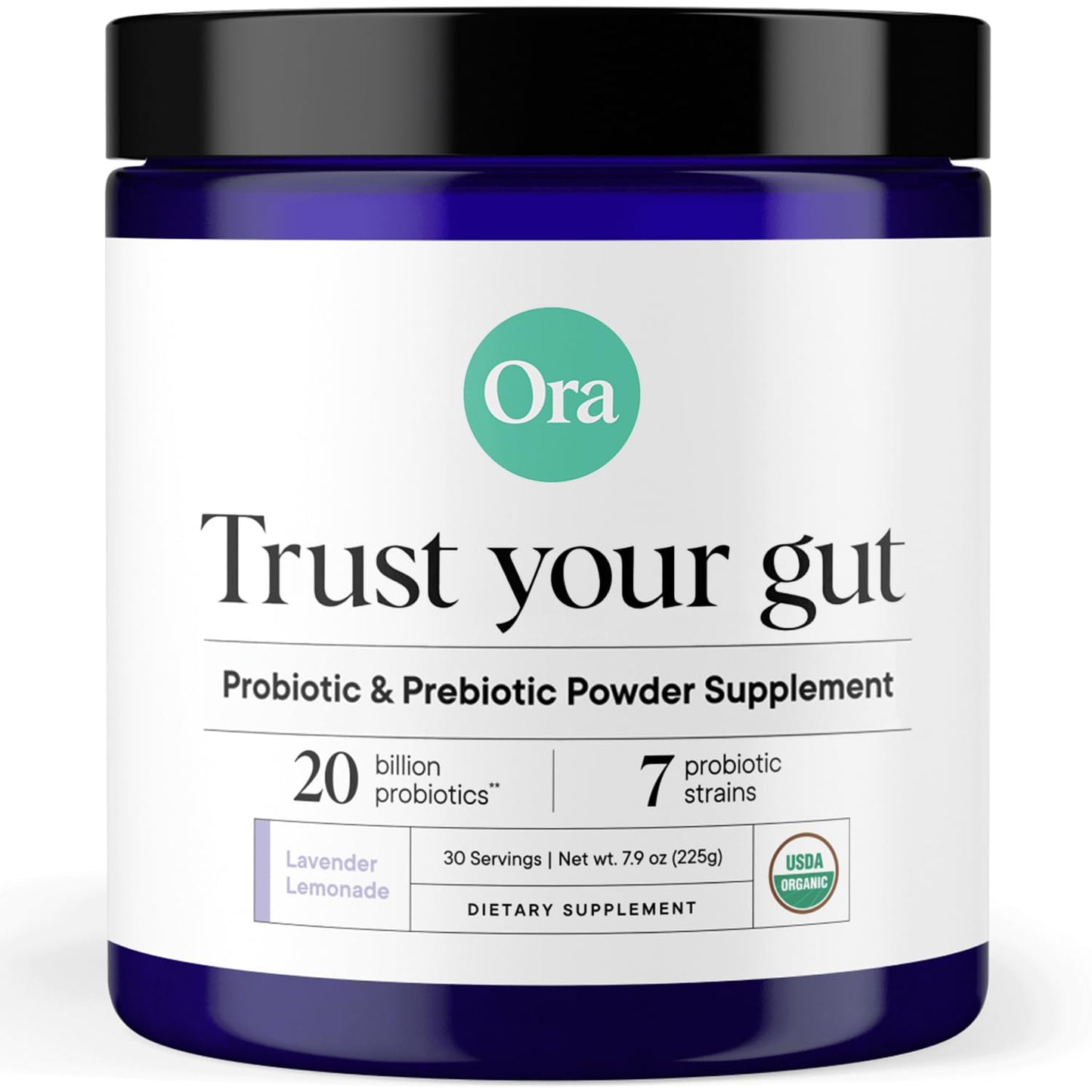 Ora Organic Prebiotic and Probiotic Powder Supplement - 20 Billion Probiotics, 7 Strains for Best Prebiotic Powder, Non-GMO, Probiotics for Women, Men & Kids - Lavender Lemonade Flavor, 30 Servings Ora Organic buy supplements Au