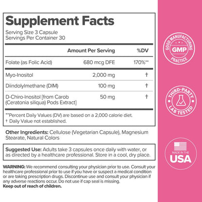O Positiv FLO Ovarian Health Support - Hormone Balance for Women, Supplement with DIM, Myo & D-Chiro Inositol, Folic Acid - Supports Healthy Ovulation