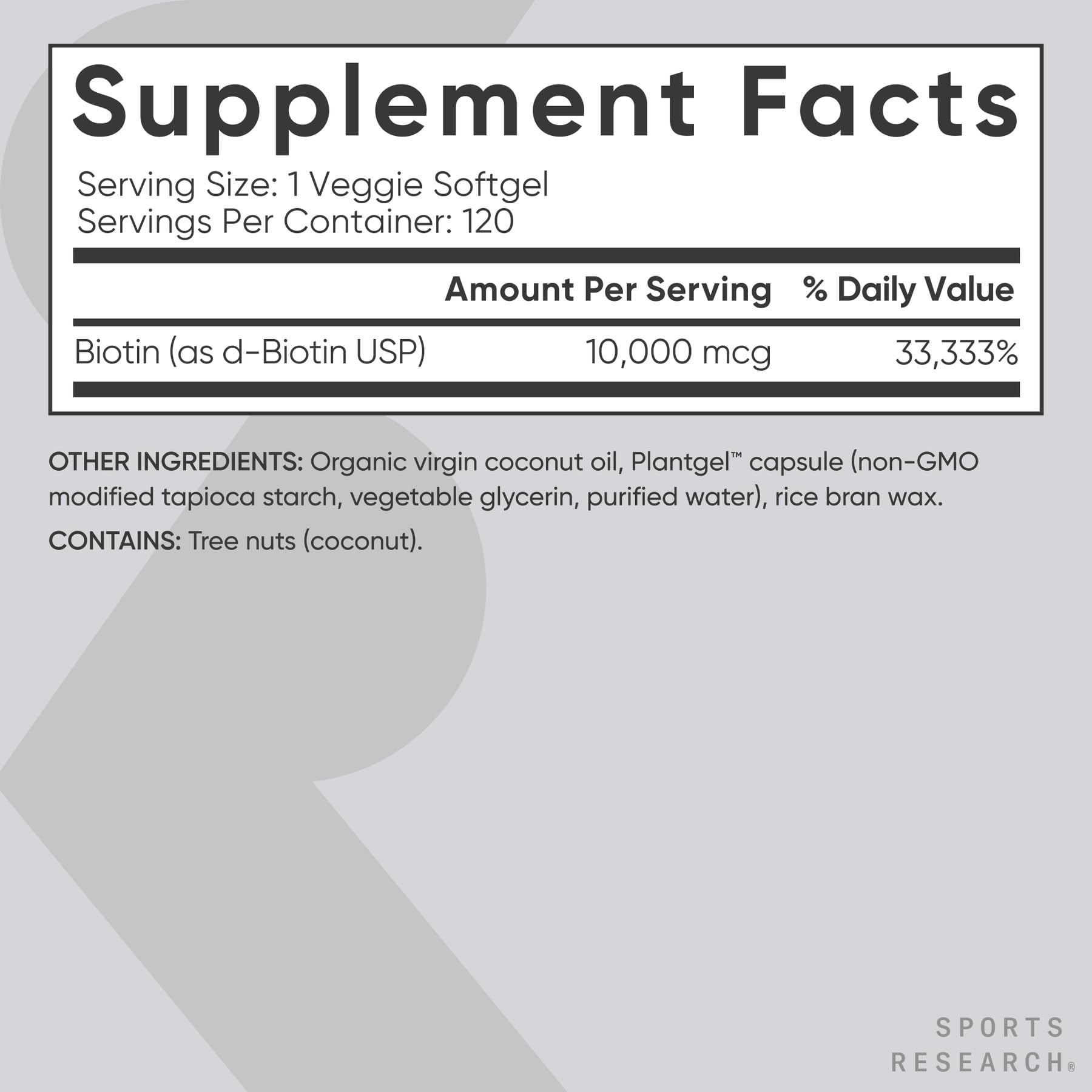 Sports Research® Biotin 10,000mcg with Organic Coconut Oil - Biotin (Vitamin B7) for Healthy Skin and Hair Support* - for Women and Men - Vegan, Non-GMO, Gluten & Soy-Free - 120 Veggie Softgels Sports Research buy supplements Au