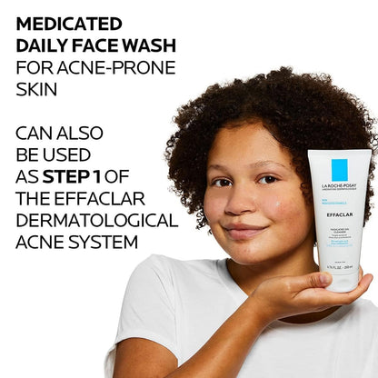 La Roche-Posay Effaclar Medicated Gel Cleanser,2% Salicylic Acid Cleanser + LHA + Glycerin,Foaming Acne Face Wash,Helps Clear & Prevent Acne Breakouts,