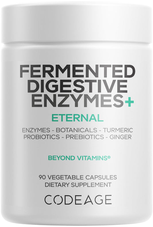 Codeage Fermented Digestive Enzymes Supplement 3-Month Supply - 14 Digestive Enzymes, Probiotics, Prebiotics, Fermented Botanicals, Plant-Based Multi Pancreatic Enzymes - 1 Capsule a Day - 90 Capsules CodeageBuy Supplements Australia