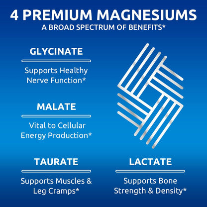 Zentastic Magnesium Complex 4-in-1 Supplement – Magnesium Glycinate, Malate, Taurate & Lactate – Chelated High Absorption for Nerves, Muscles, Bones & Immune Support – 120 Capsules Zentastic buy supplements Au