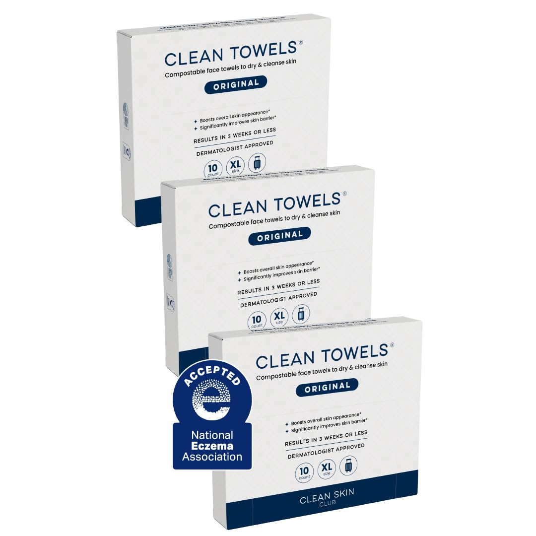 Clean Skin Club Clean Towels XL®, Travel Pack 100% USDA Biobased Disposable Face Towel