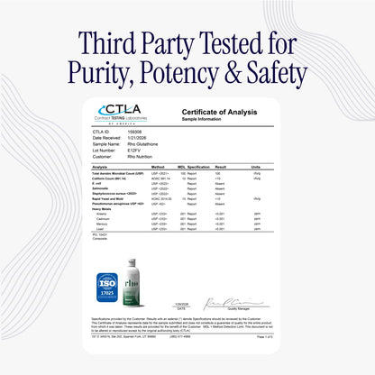 Rho Nutrition Liposomal Glutathione - Ultra High Absorption Liquid Glutathione Supplement - Supports Natural Detoxification, Immune System, Skin Health