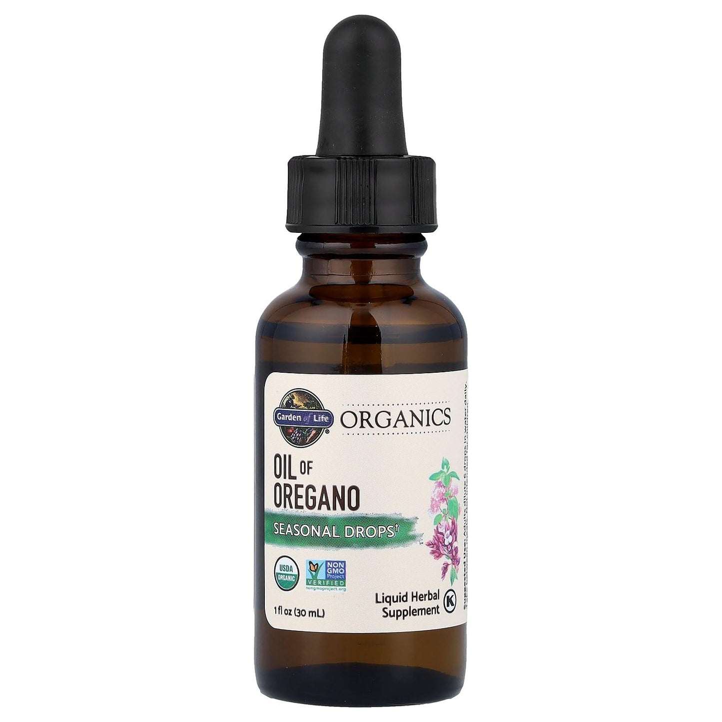 Garden of Life Organics Oil of Oregano Seasonal Drops 1fl oz (30 mL) Liquid, Concentrated Plant Based Immune Support - Alcohol-Free, Organic, Non-GMO