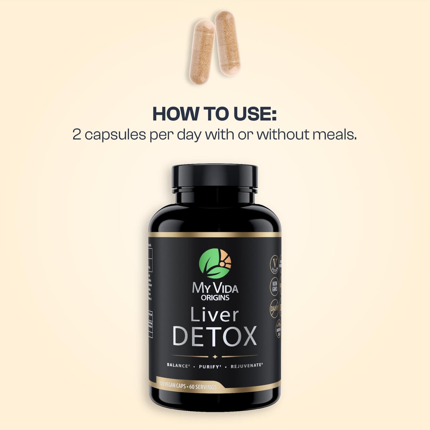 My Vida Origins Liver Detox with Organic Milk Thistle Organic Dandelion Extract and Choline with NAC – Liver Detox 120 Capsules