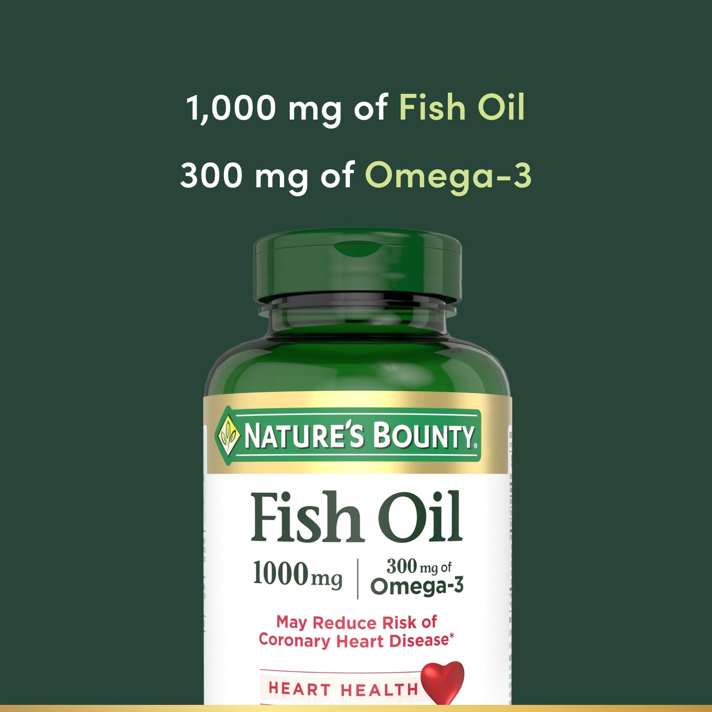 Nature’s Bounty Fish Oil, Supports Heart Health, 1000mg, Rapid Release Softgels, 145 Ct
