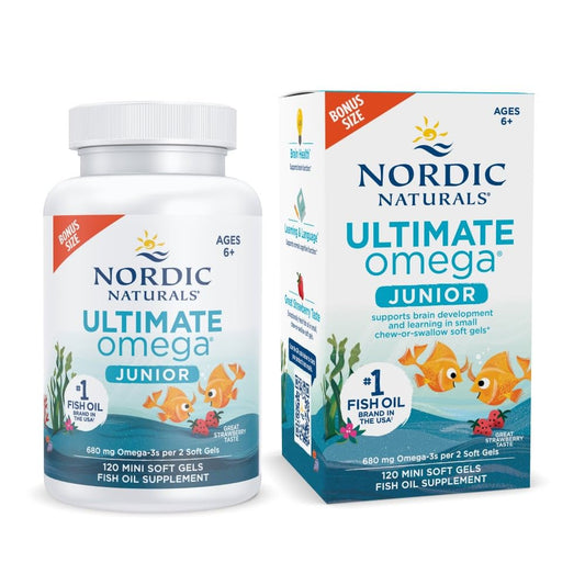 Nordic Naturals Ultimate Omega Jr., Strawberry - 120 Mini Soft Gels - 680 Total Omega-3s with EPA & DHA - Brain Health, Mood, Learning - Non-GMO - 60 Servings Nordic NaturalsBuy Supplements Australia