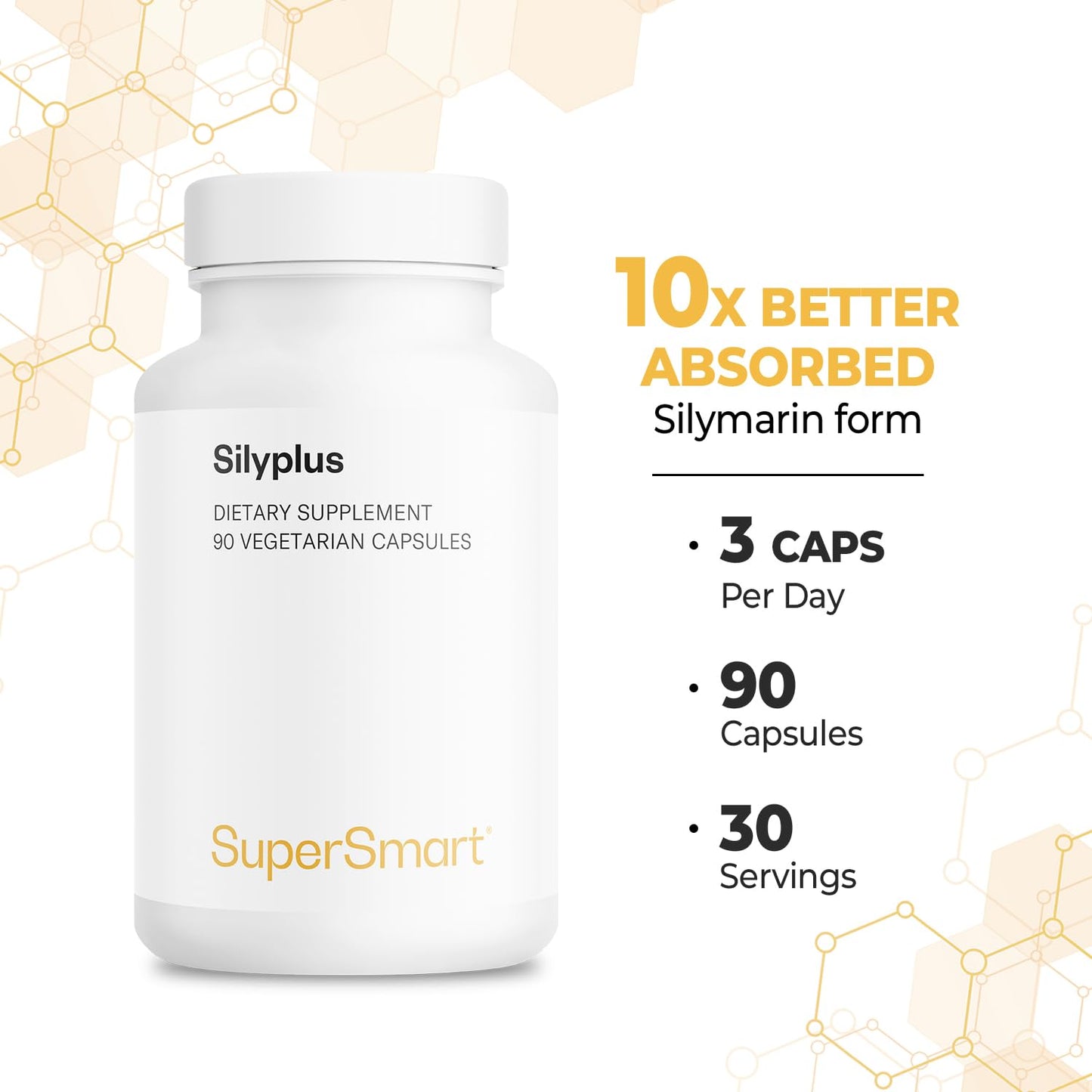 Supersmart - Silyplus 360mg per Day (Patented) - with Silymarin Milk Thistle Supplement - Siliphos Phytosomes | Non-GMO & Gluten Free - 90 Vegetarian Capsules