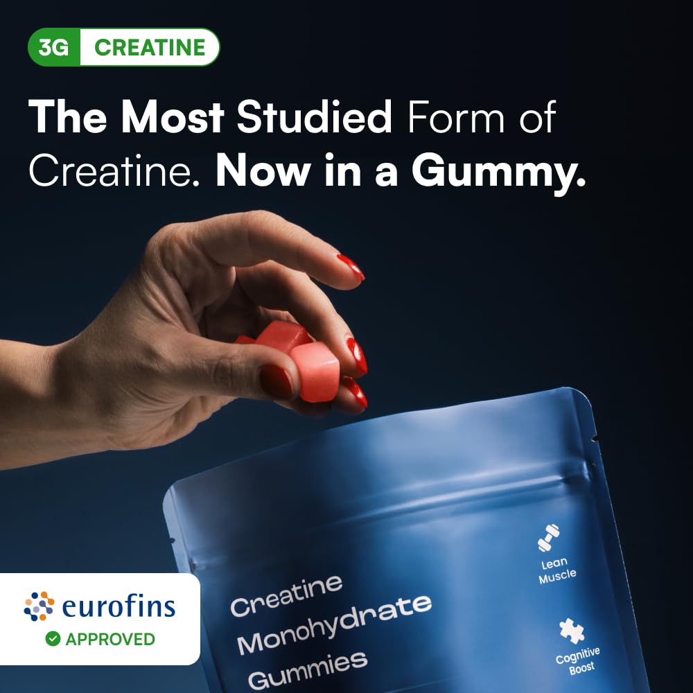 Creatine Monohydrate Gummies - Supports Muscle Growth, Recovery & Brain Function - Convenient & Easy to Take - Great Tasting Watermelon Flavor