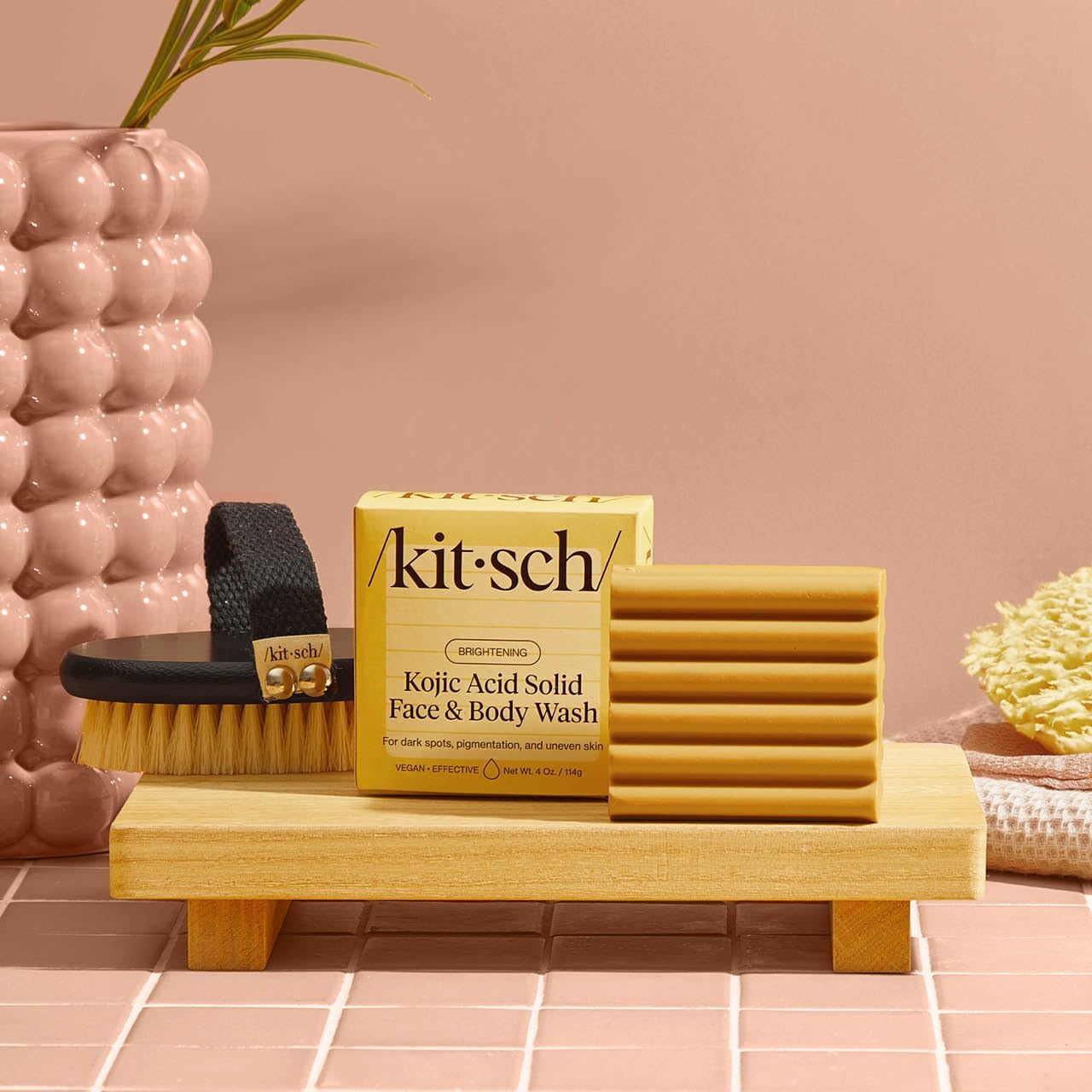 Kitsch Kojic Acid Soap – Turmeric Soap Bar with Hyaluronic Acid & Shea Butter – Brightening & Hydrating Body Wash & Face Wash for Dark Spots
