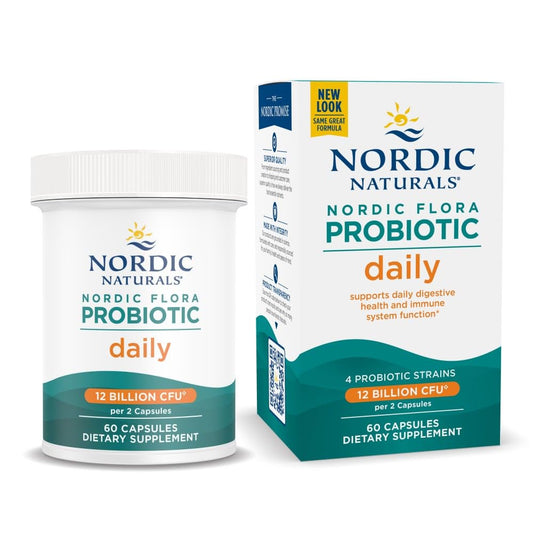 Nordic Naturals Nordic Flora Probiotic Daily - 60 Capsules - 4 Probiotic Strains with 12 Billion Cultures - Optimal Wellness, Immune Support, Digestive Health - Non-GMO, Vegan - 30 Servings Nordic NaturalsBuy Supplements Australia
