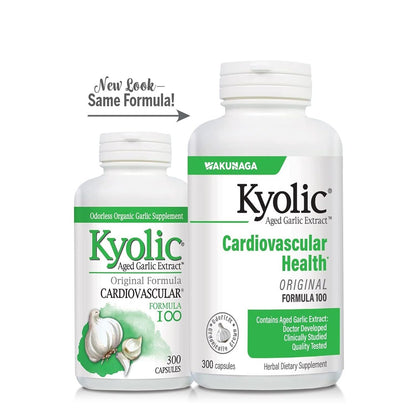 Kyolic Aged Garlic Extract Formula 100, Cardiovascular Health*, 300 Capsules.