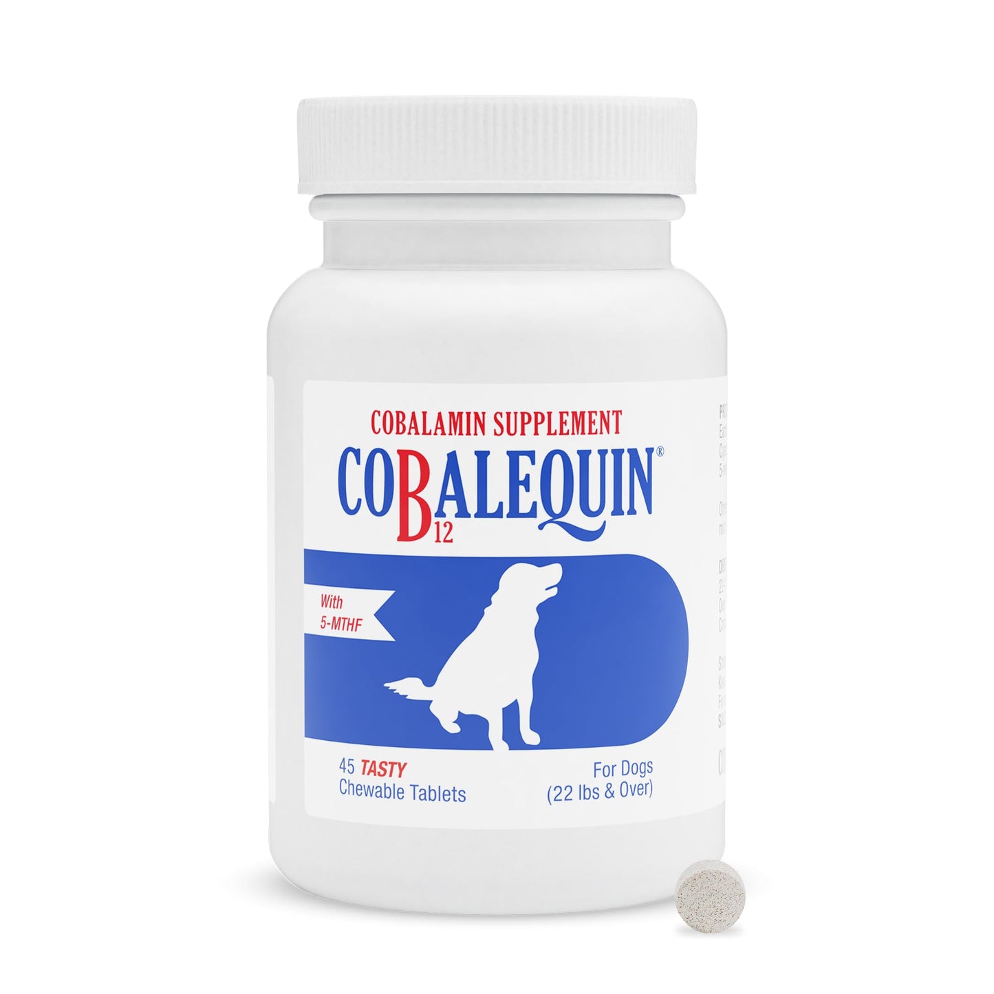 Nutramax Cobalequin B12 for Dogs, Oral Cobalamin Supplement with Folate, Vitamin B12 for Dogs Over 22 lbs., Supports GI Health, Chewable Tablets, 45 Count